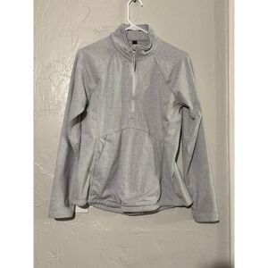 Kyodan Earthy Contemporary Gray Herringbone Quarter Zip Pullover Women's Large